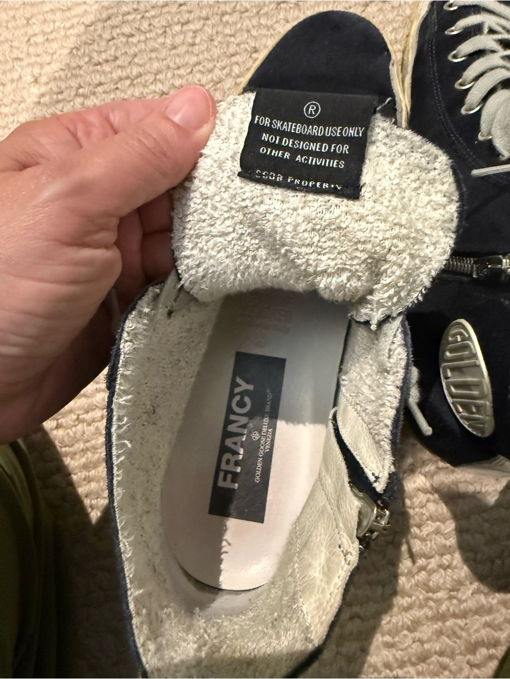 Golden Goose Navy Suede High-Top Sneakers with White Accents - Picture 4 of 4